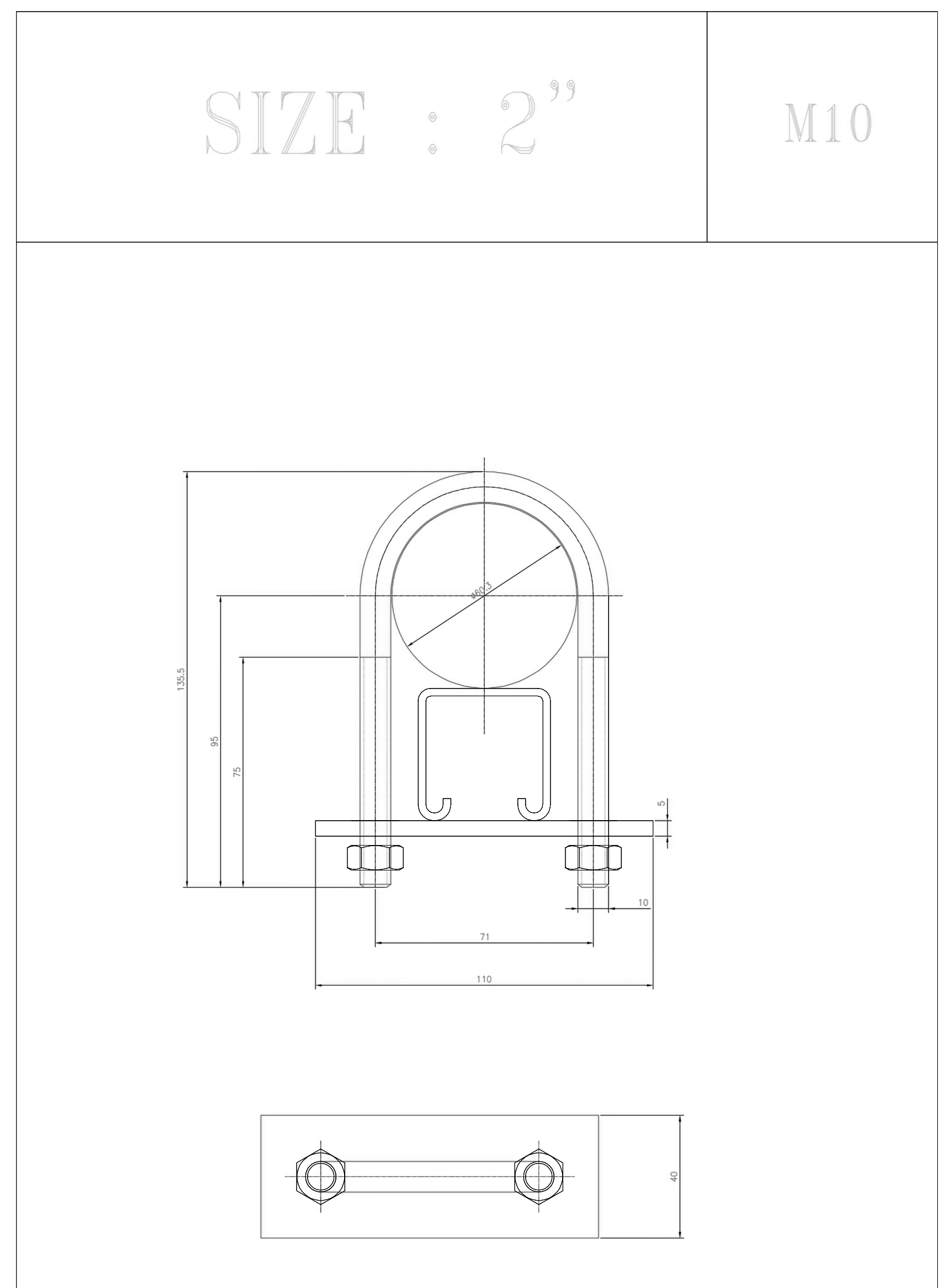 Stainless stell U-bolts according to drawing 